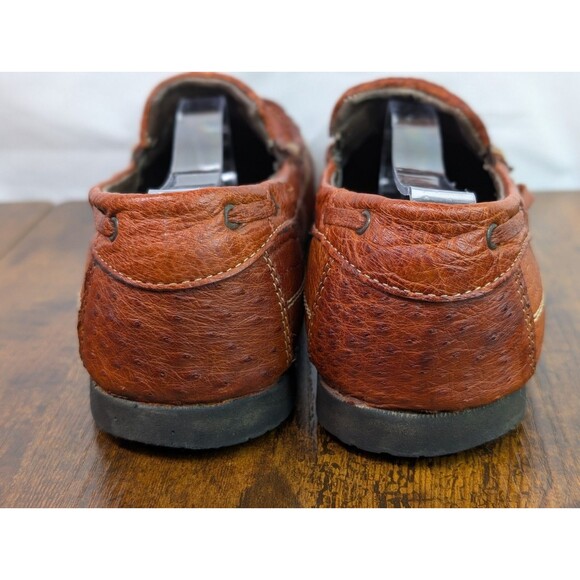 Genuine Ostrich Leather Loafers Men\'s Brown Exotic Slip-On Made In Mexico Sz 12 main image 6